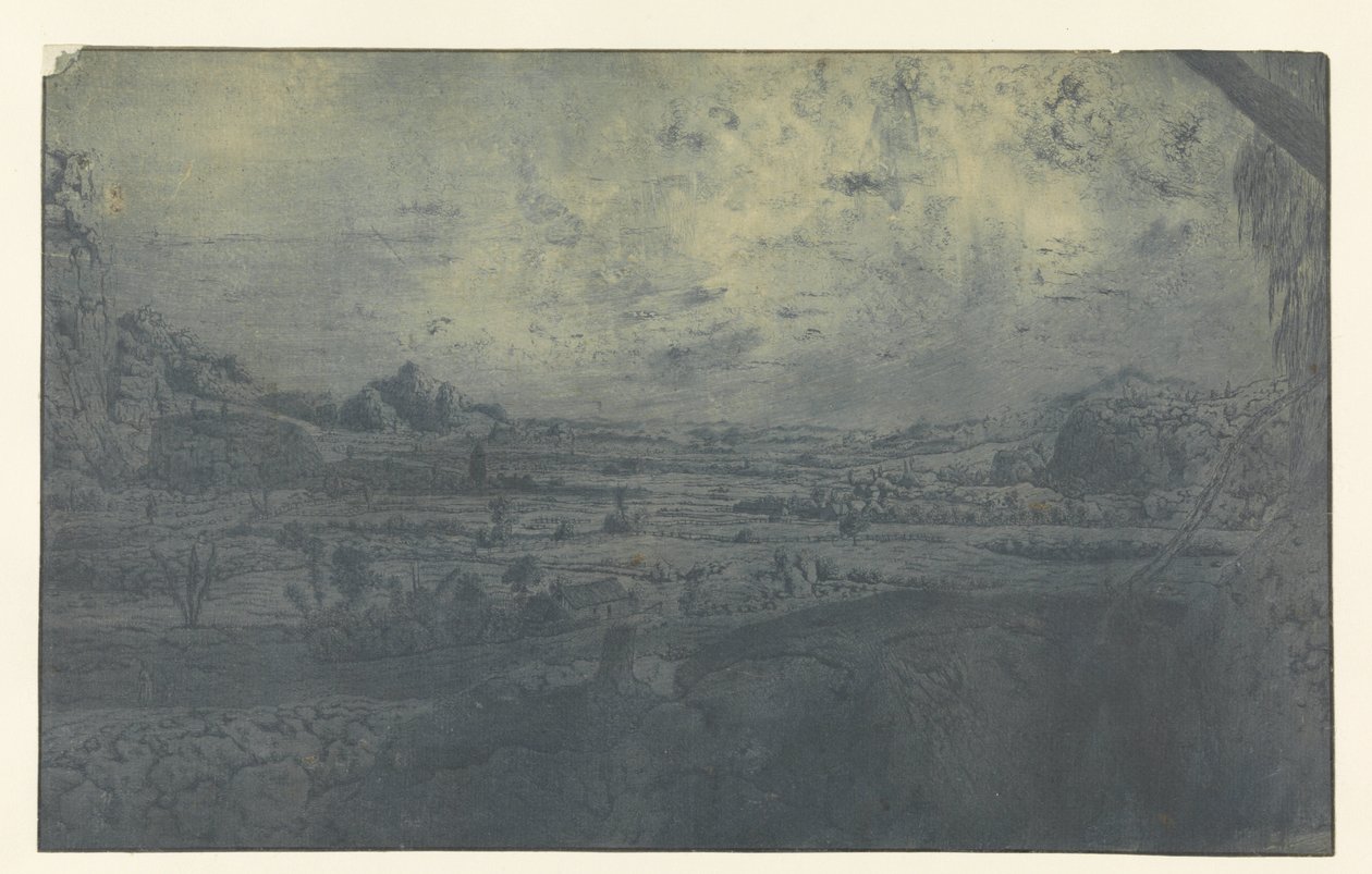 Bergtal mit eingezäunten Feldern von Hercules Segers