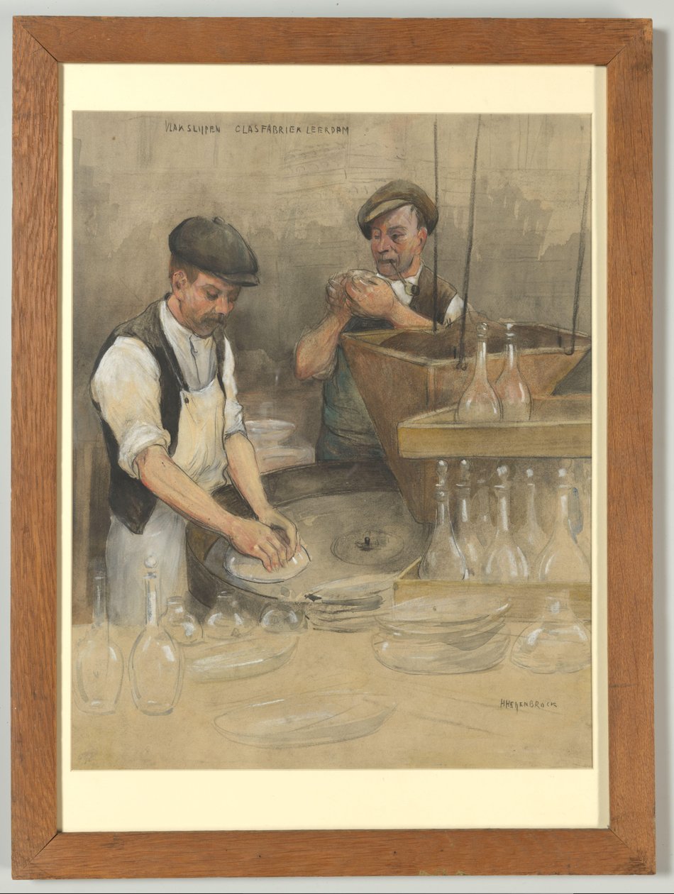 Die Glasfabrik in Leerdam: Flachschleifen von Herman Heijenbrock