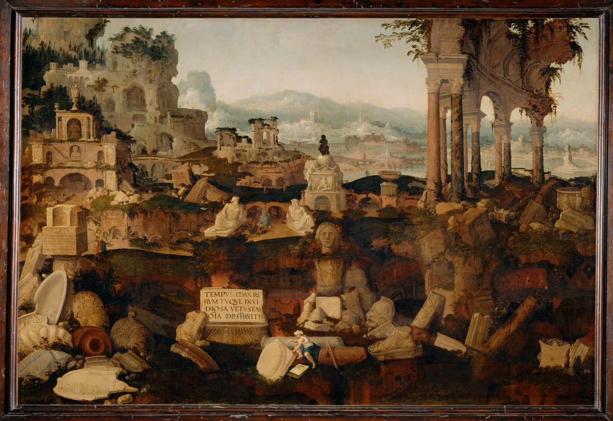 Landschaft mit antiken Ruinen von Herman Posthumus