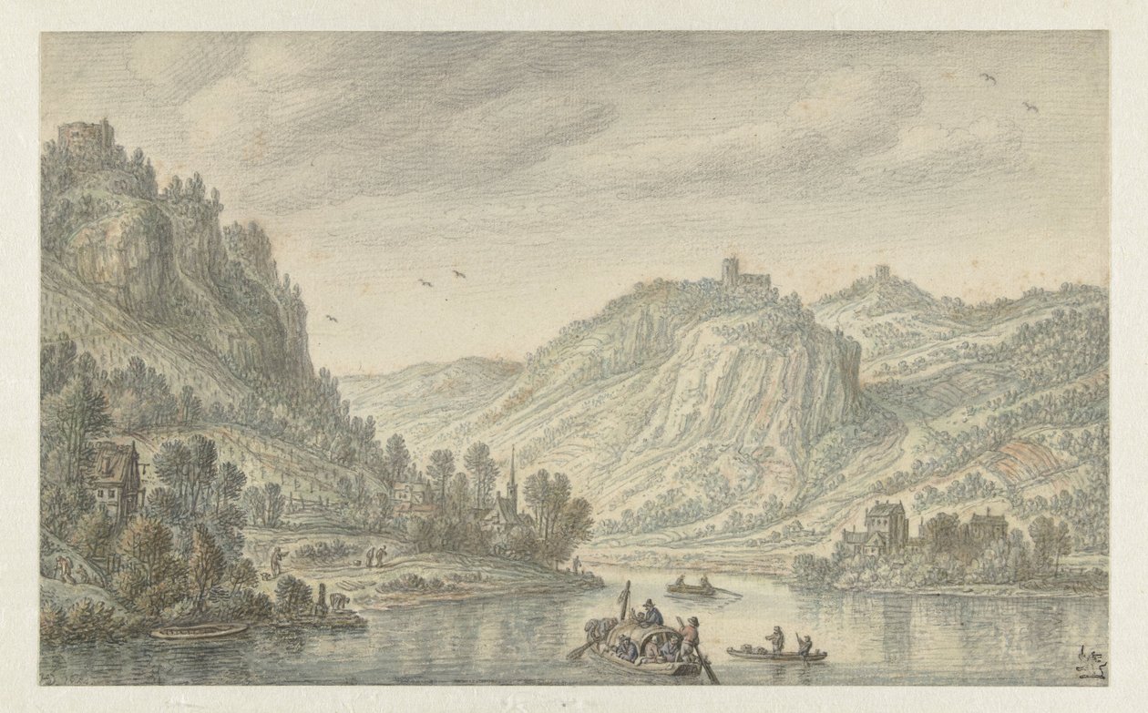 Rhein bei den Drachenfels von Herman Saftleven