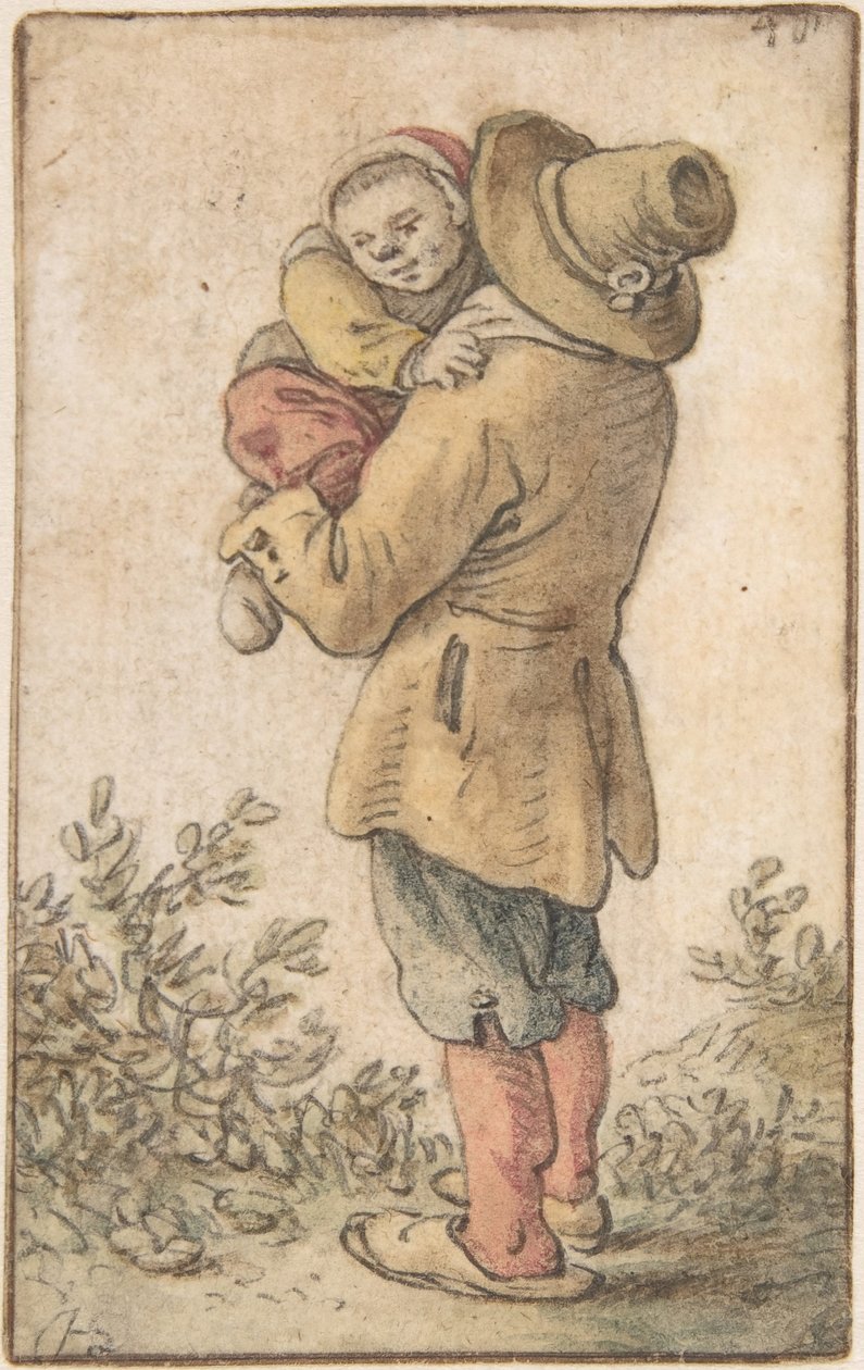 Bauer mit Kind, 17. Jahrhundert von Herman Saftleven the Younger