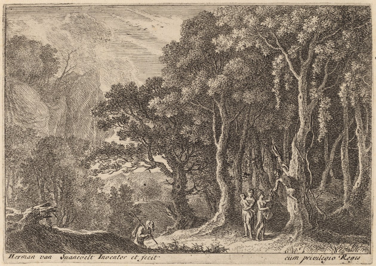 Ein Satyr sammelt Früchte von Herman van Swanevelt