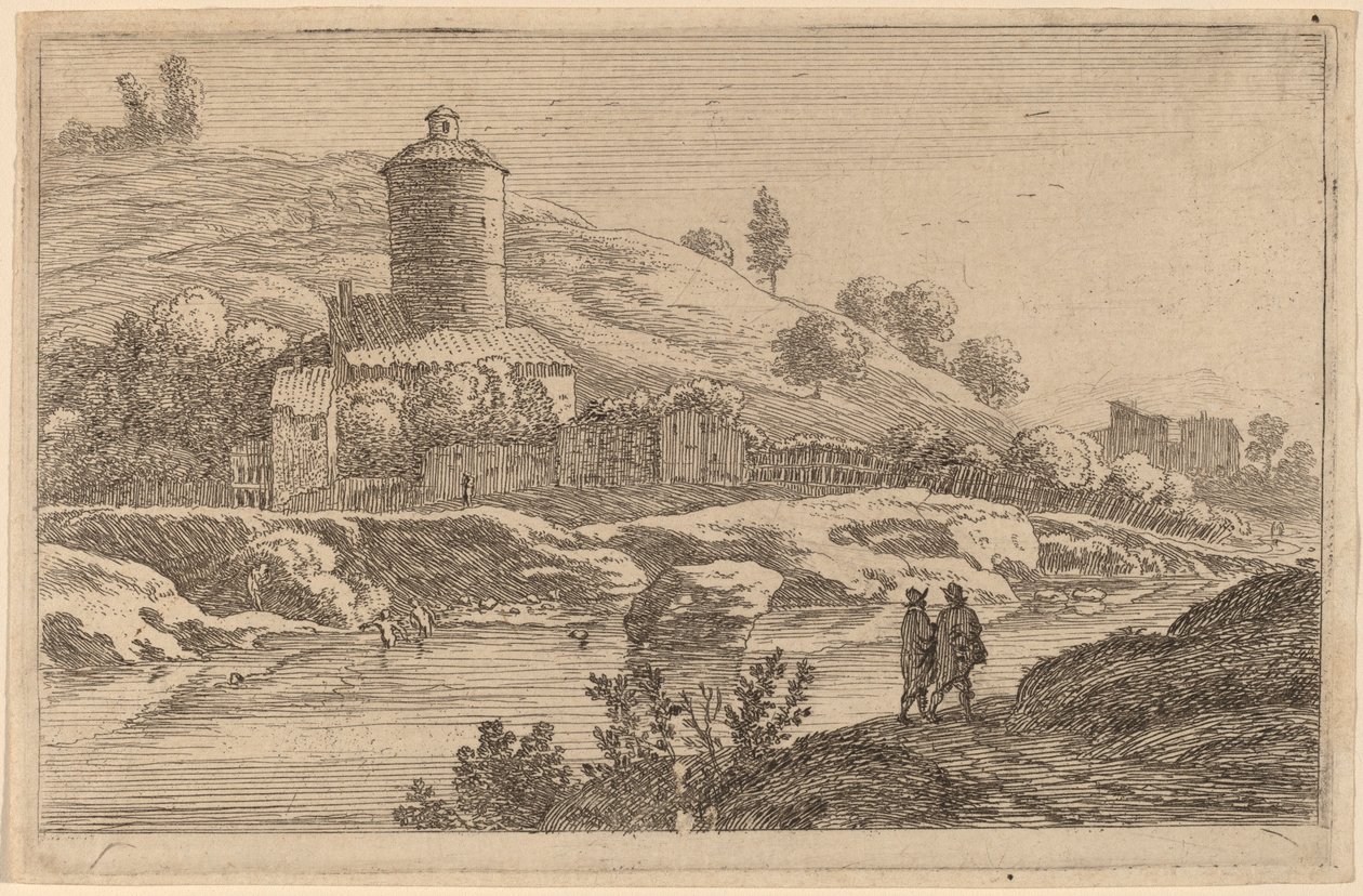 Runder Turm in der Nähe des Tiber von Herman van Swanevelt