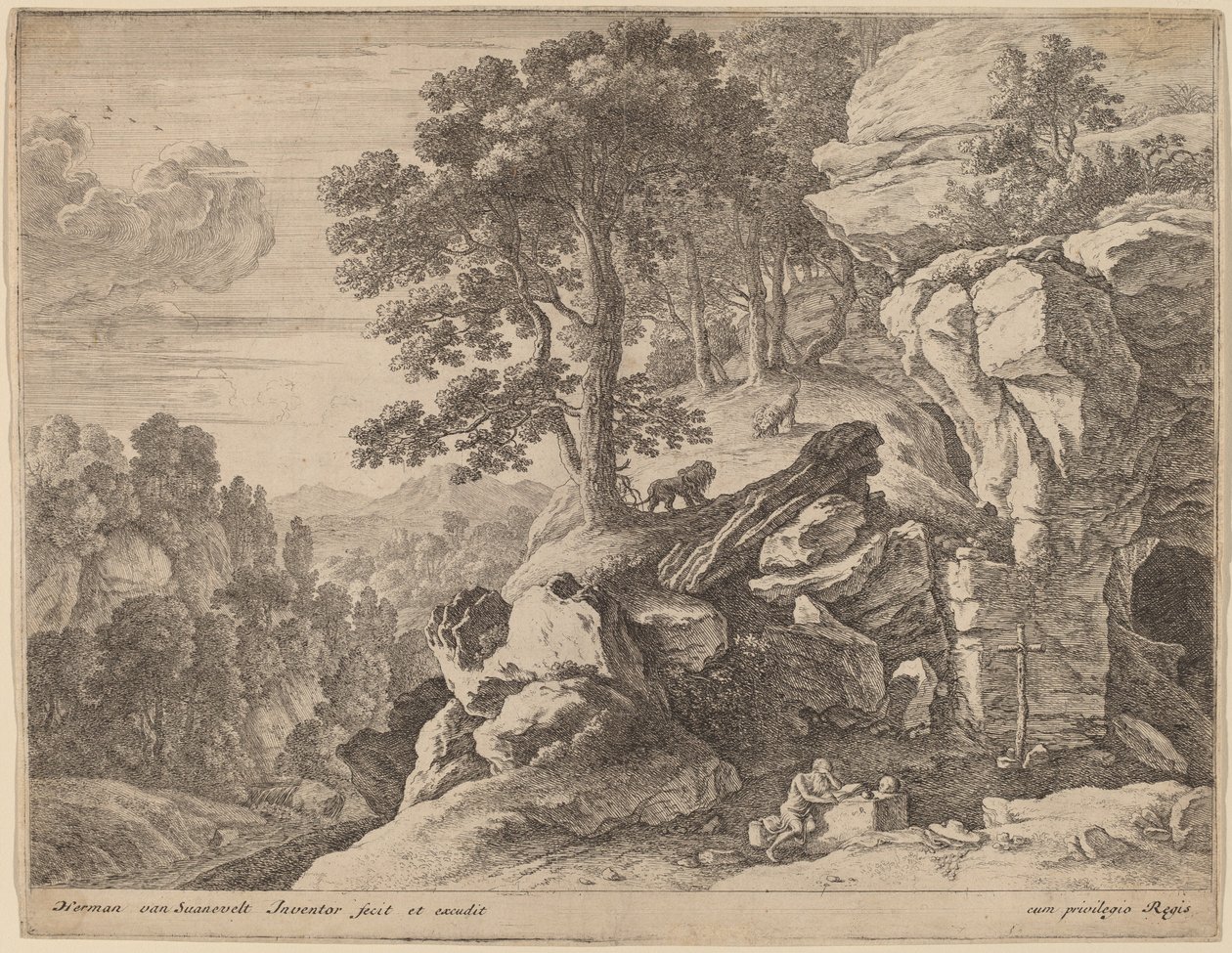 Sankt Hieronymus in der Wildnis von Herman van Swanevelt