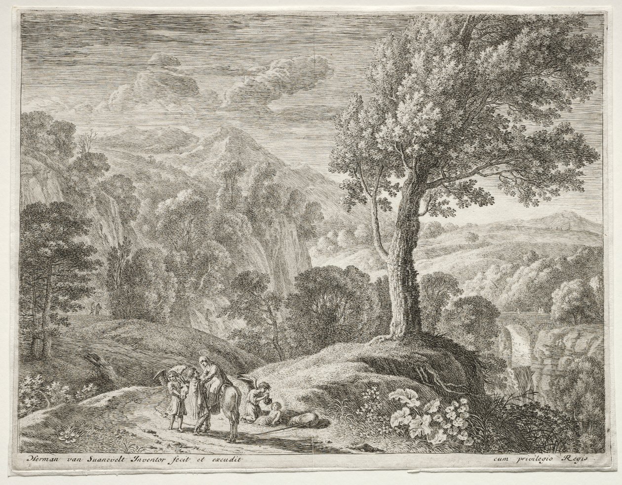 Der große Baum und der Wasserfall von Herman van Swanevelt