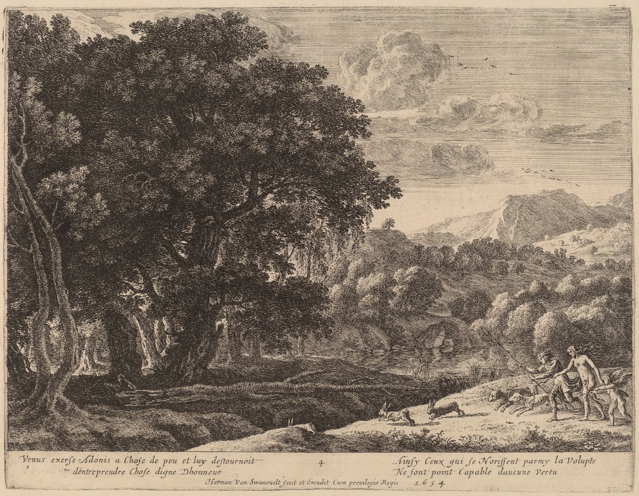 Venus und Adonis auf der Jagd von Herman van Swanevelt