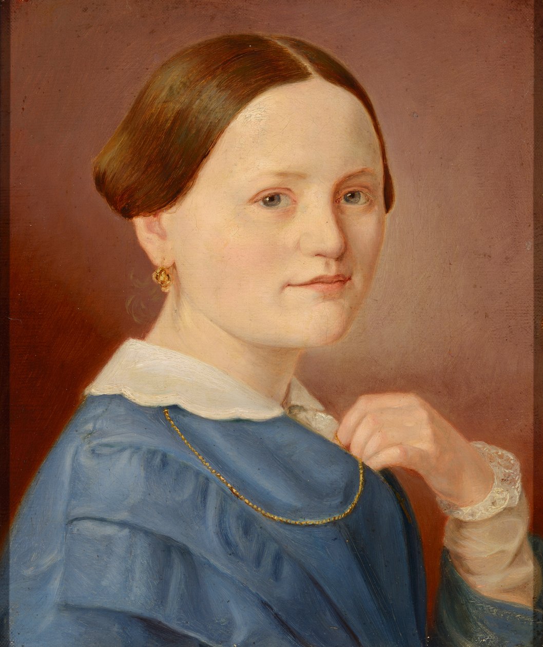 Porträt einer Dame mit Halskette und hellem Kleid von Hermann Eduard Hartmann