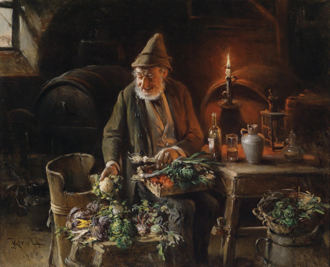 Der Gemüsehändler im Weinkeller von Hermann Kern