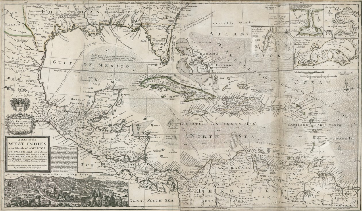 Karte der Karibik, 1715 von Hermann Moll