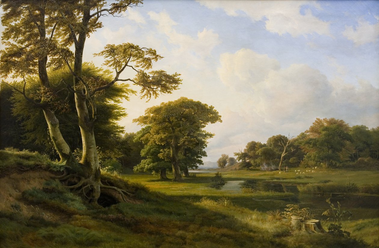 Waldlandschaft bei Hellebæk. Herbst von Hermann Carmiencke