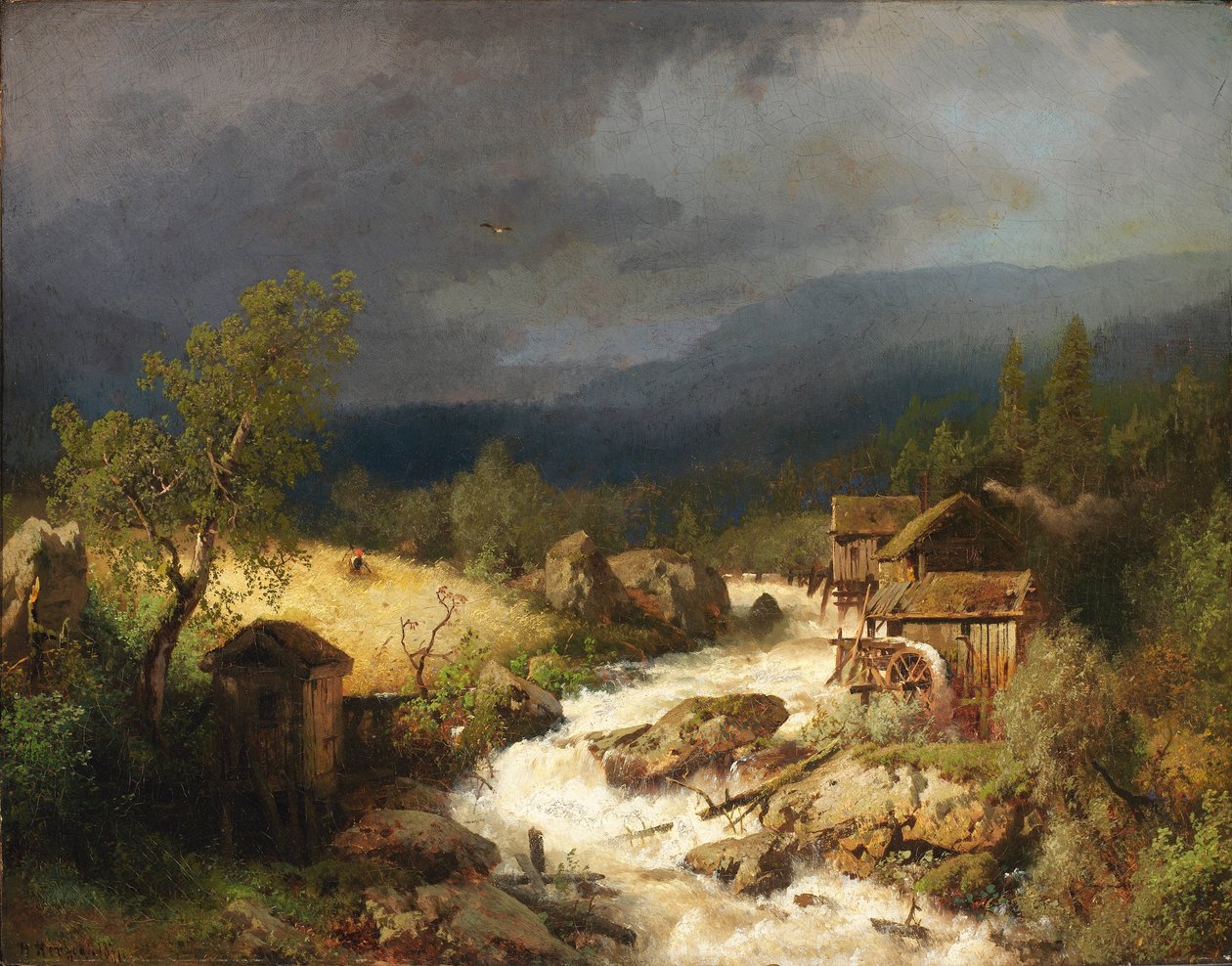 Mühle an einem Wildbach von Hermann Herzog