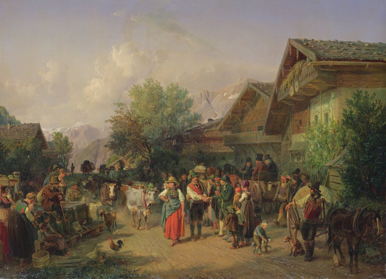 Heimkehr von der Alm, 1848 von Hermann Kauffmann