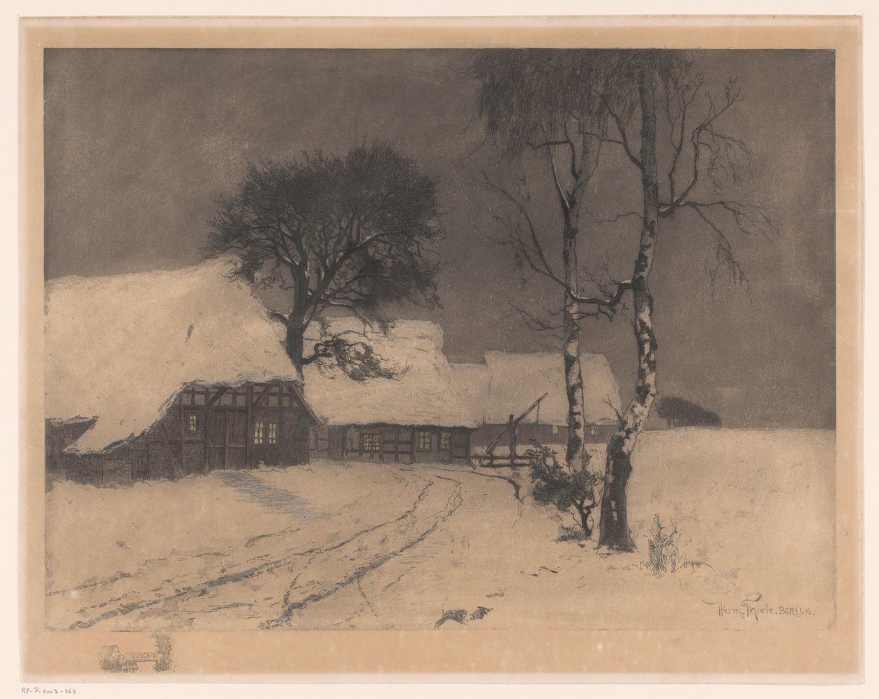 Bauernhäuser im Schnee von Hermann Thiele