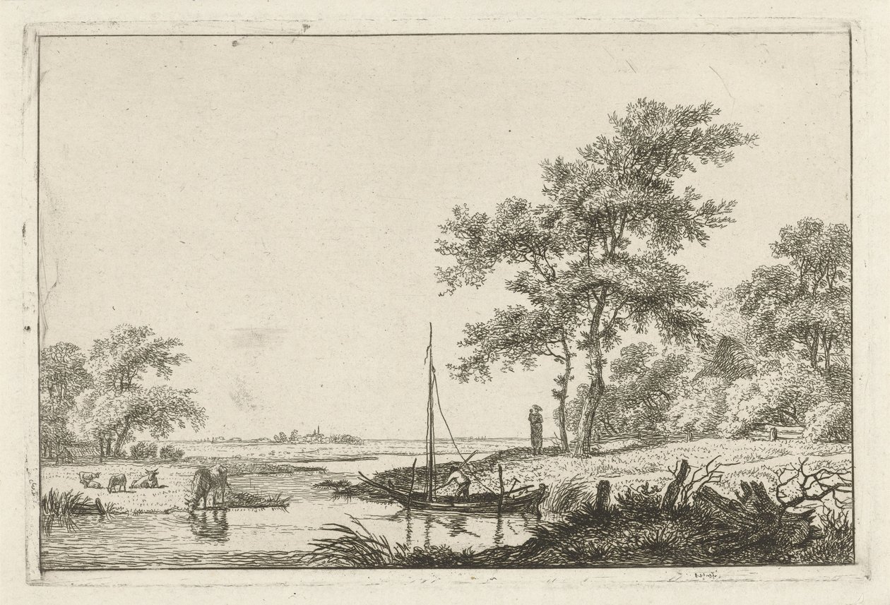 Landschaft mit Boot von Hermanus Fock
