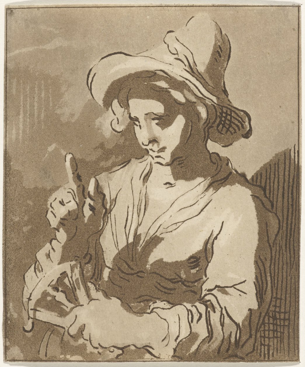 Frau mit Fächer von Hermanus Fock