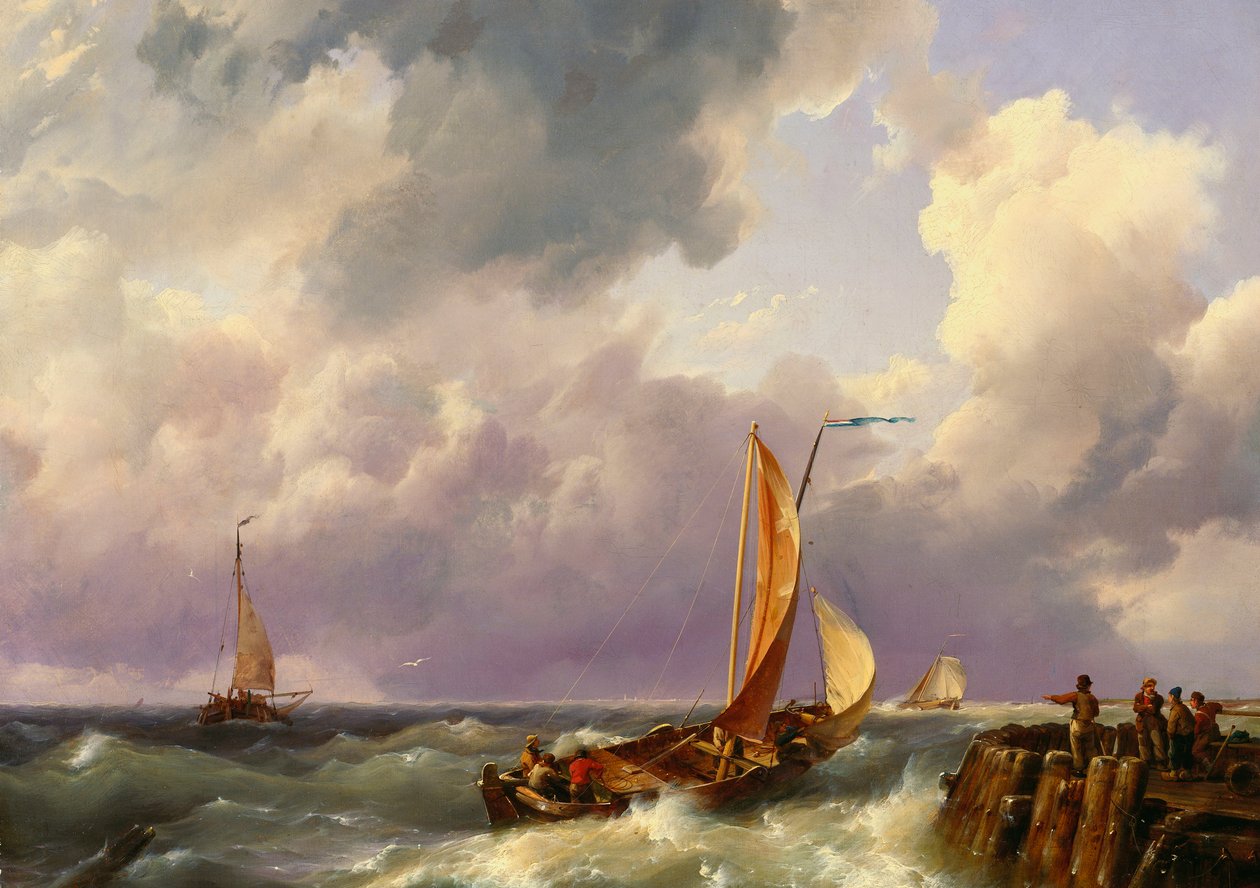 Schiffe an einem Steg, 1852 von Hermanus Koekkoek