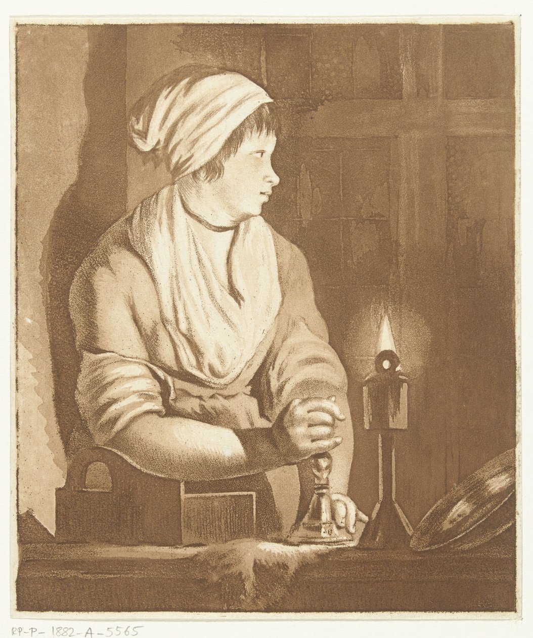 Dienstmädchen mit Kerzenhalter von Hermanus van Brussel