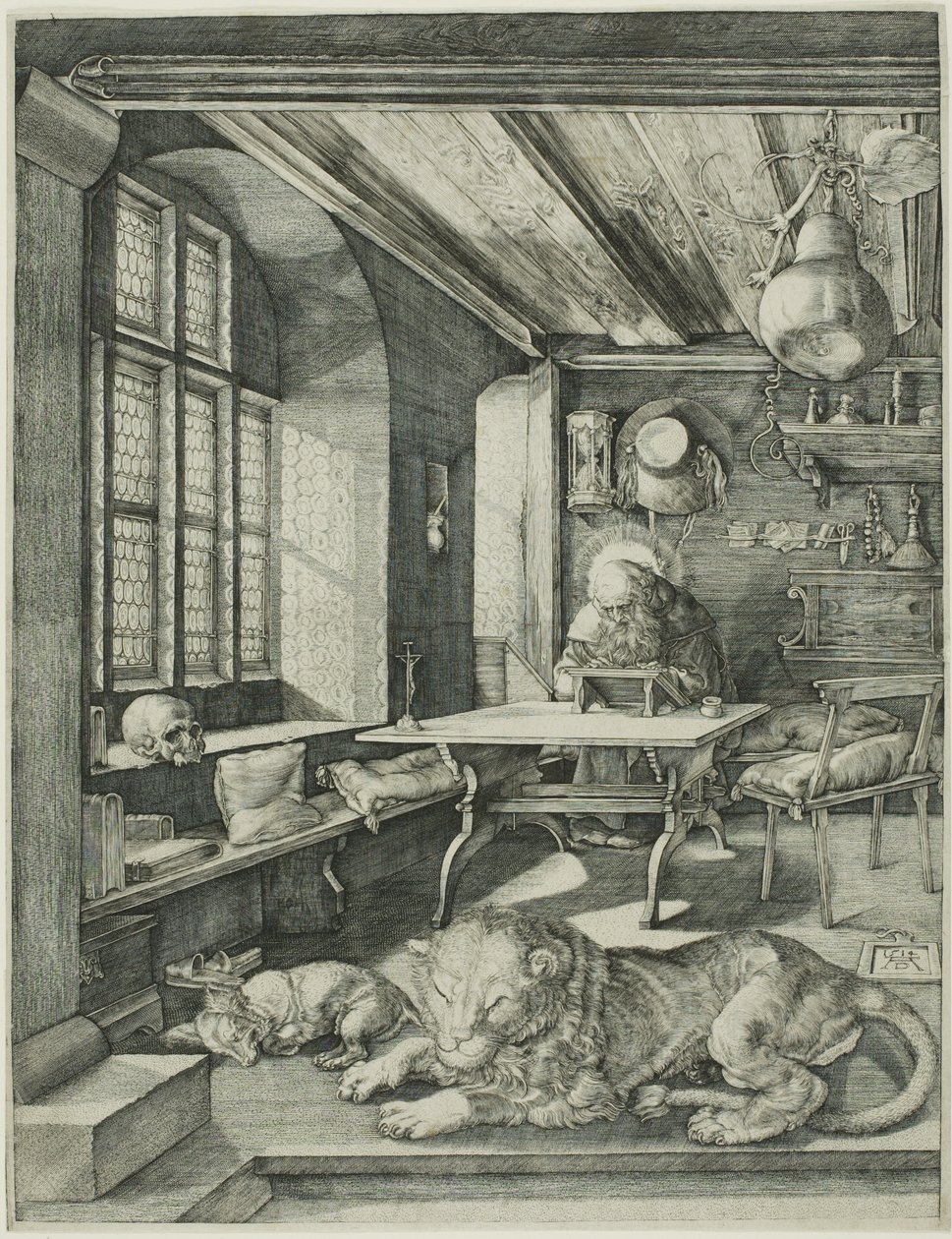 Der heilige Hieronymus in seinem Studierzimmer von Hieronymous Wierix