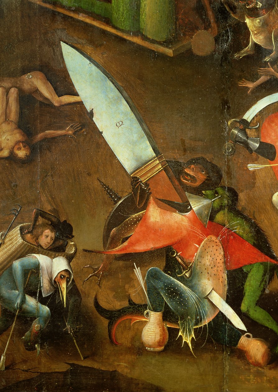 Das Jüngste Gericht (Altarbild): Detail des Dolches (Detail) von Hieronymus Bosch