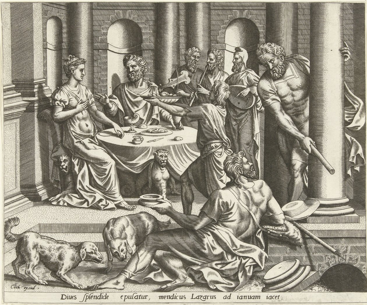 Der reiche Mann und der arme Lazarus von Hieronymus Cock
