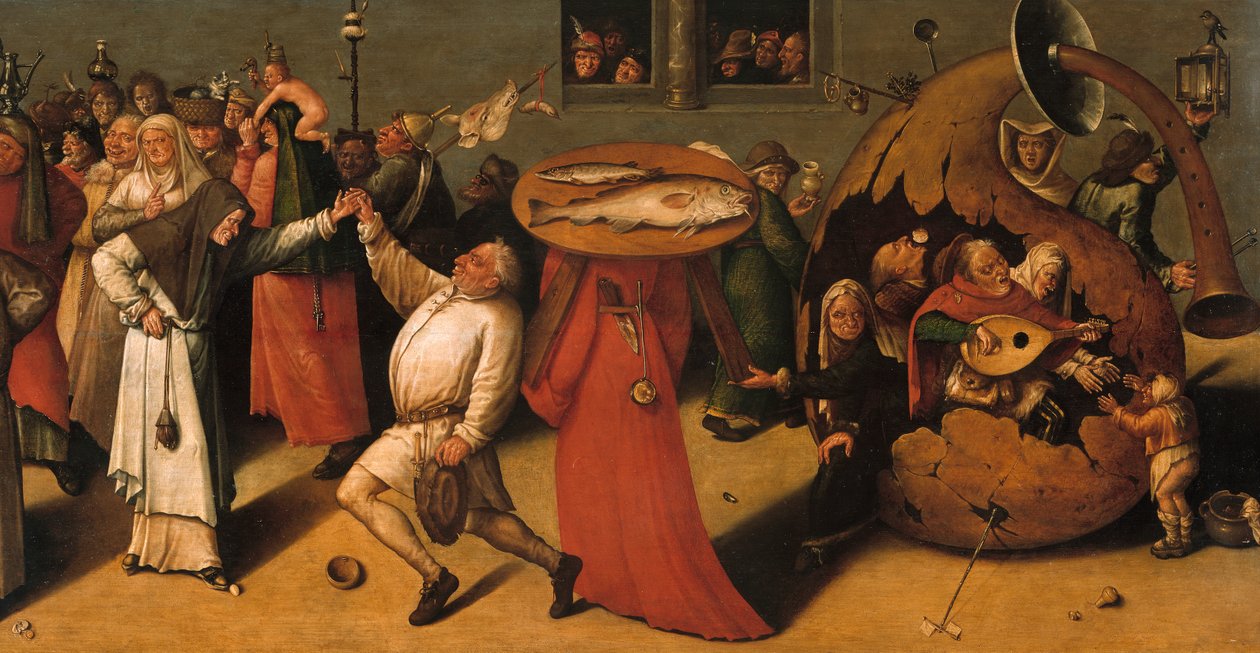 Der Kampf zwischen Karneval und Fastenzeit (Detail) von Hieronymus, Bosch
