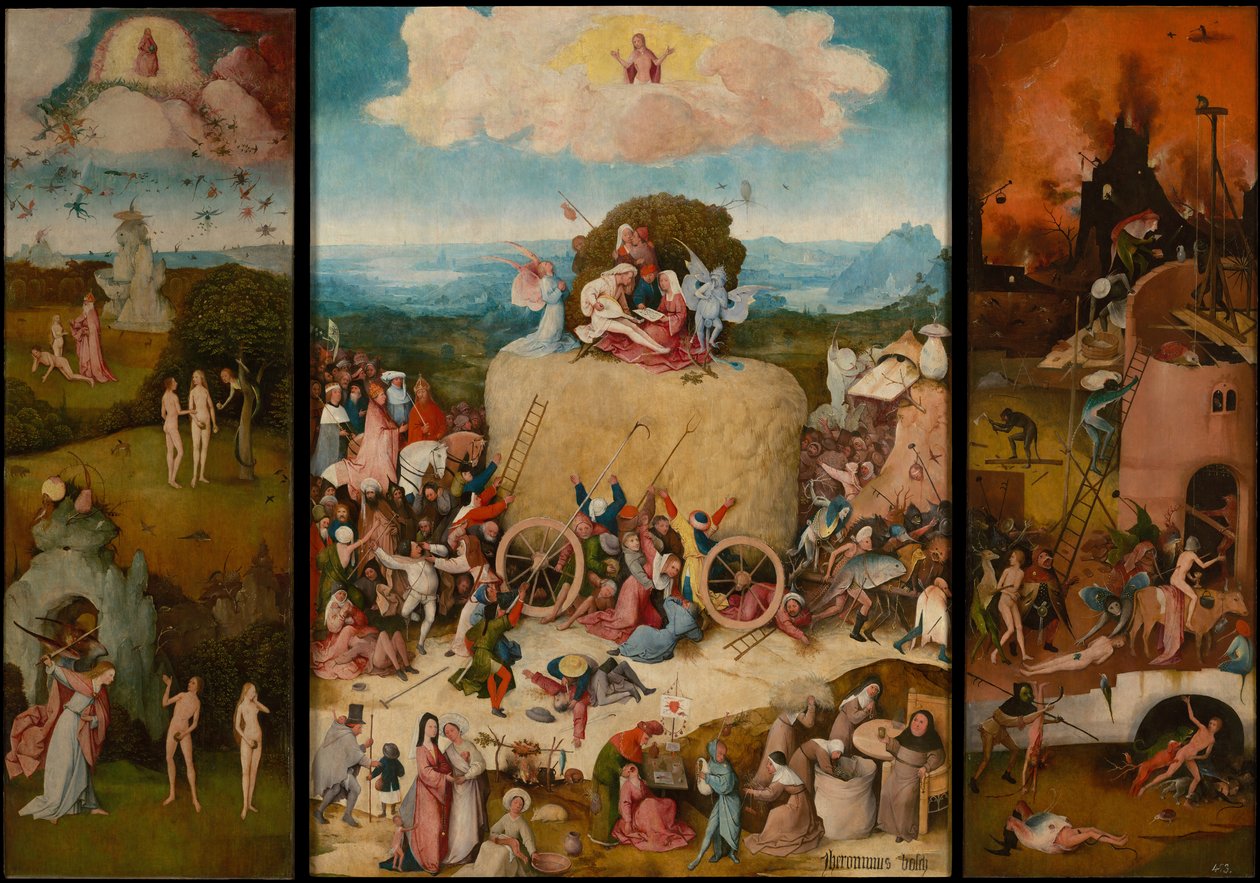 Der Heuwagen-Triptychon, ca. 1516 von Hieronymus Bosch
