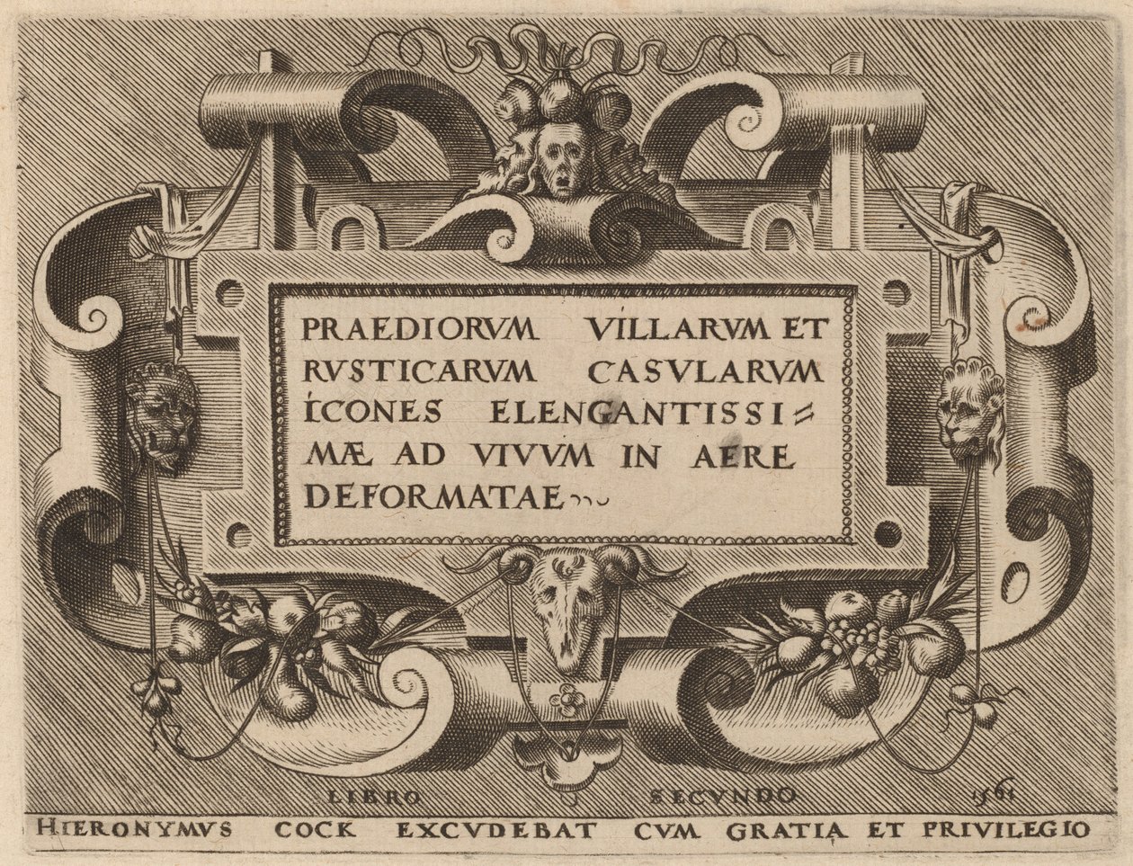 Titelseite für "Praediorum Villarum" von Hieronymus Cock