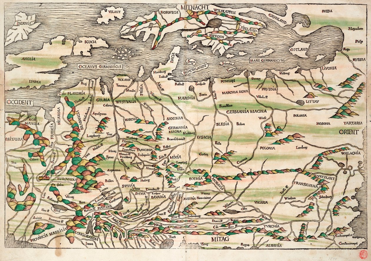 Karte von Mittel- und Nordeuropa von Hieronymus Münzer