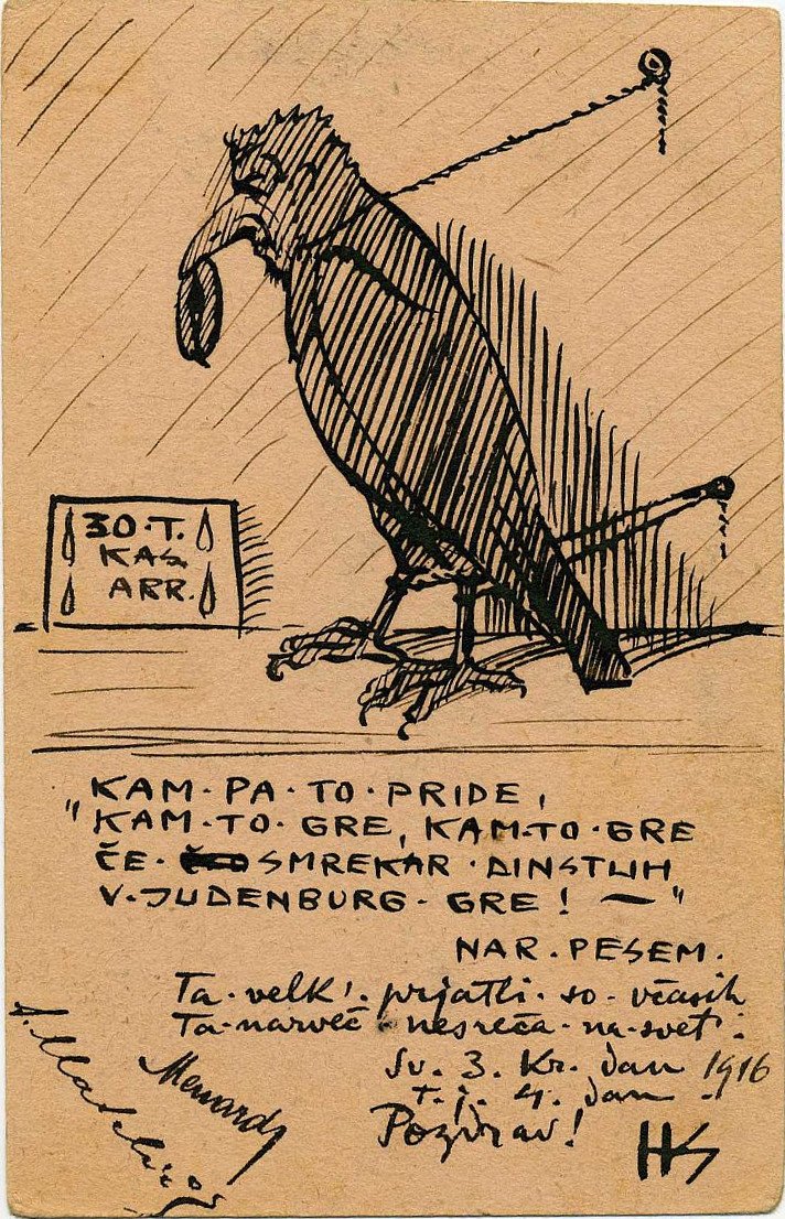 Selbstkarikatur als Vogel von Hinko Smrekar