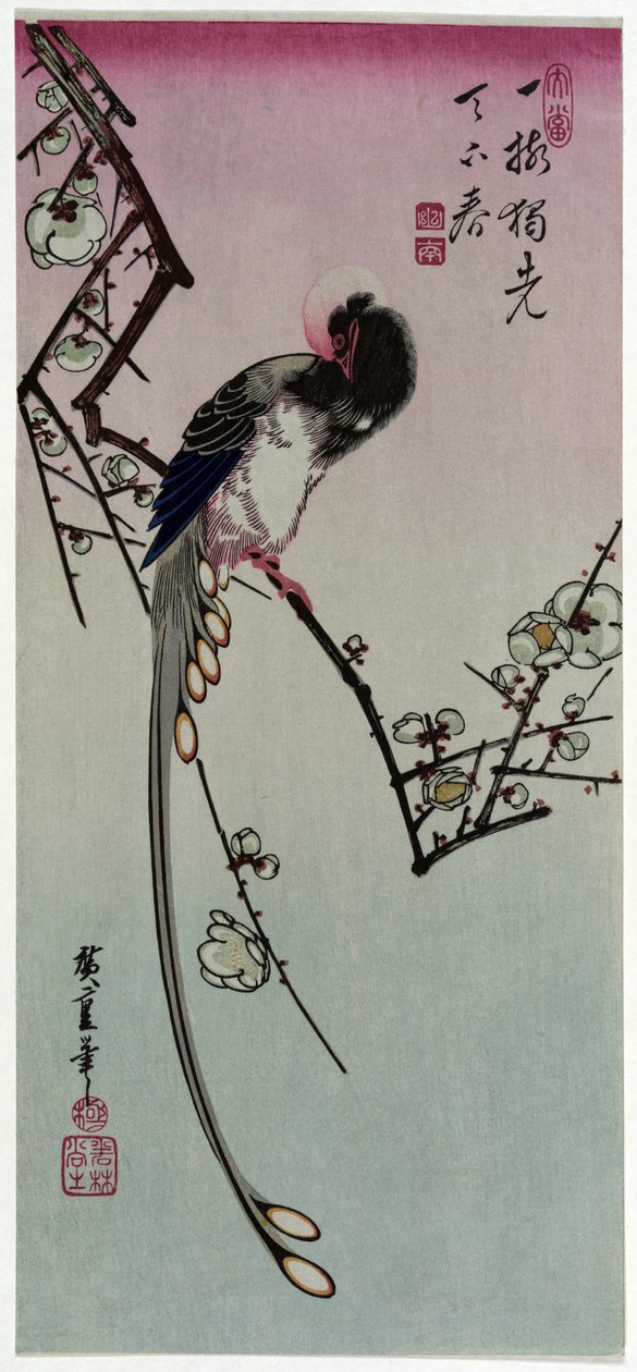 Ume ni Onagadori von Utagawa Hiroshige