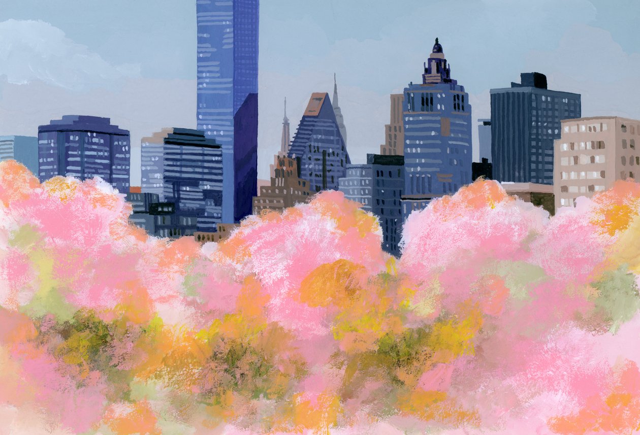 New York und Kirschblüten, 2016 von Hiroyuki Izutsu