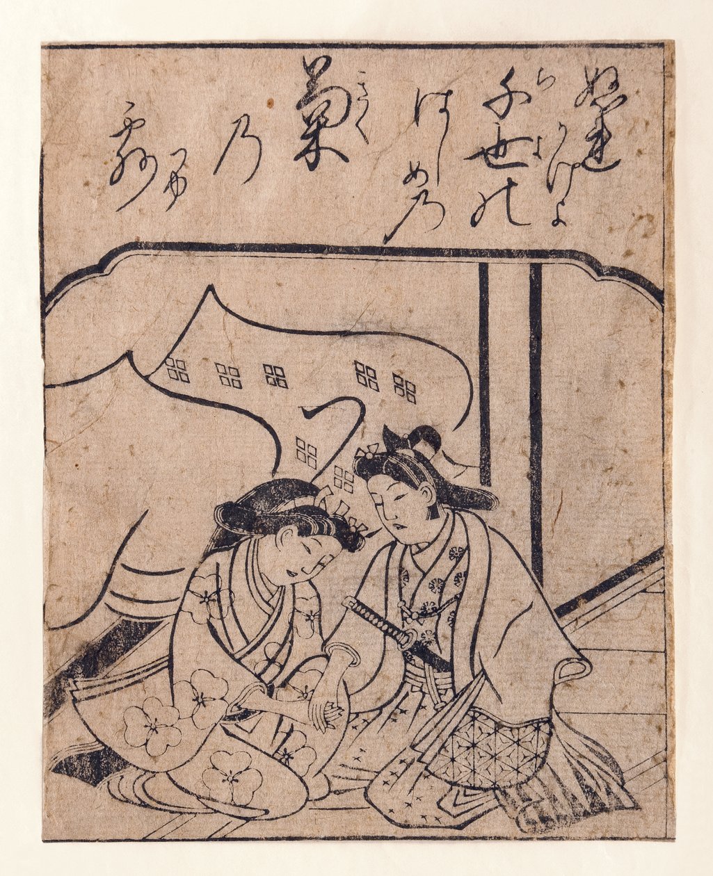 Liebende halten Händchen, 1680-90 von Hishikawa Moronobu