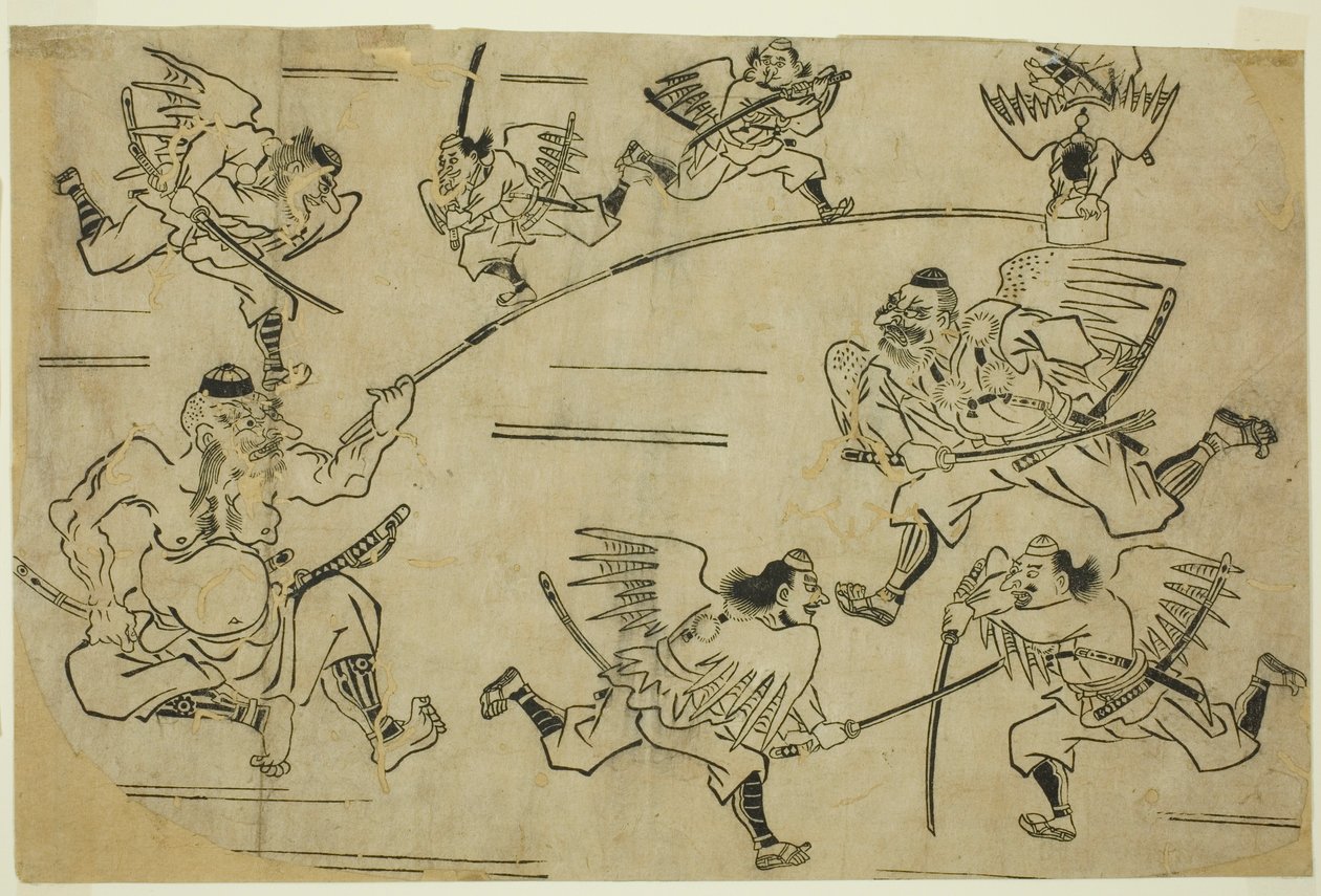 Der Tengu-König trainiert seine Schüler von Hishikawa Moronobu