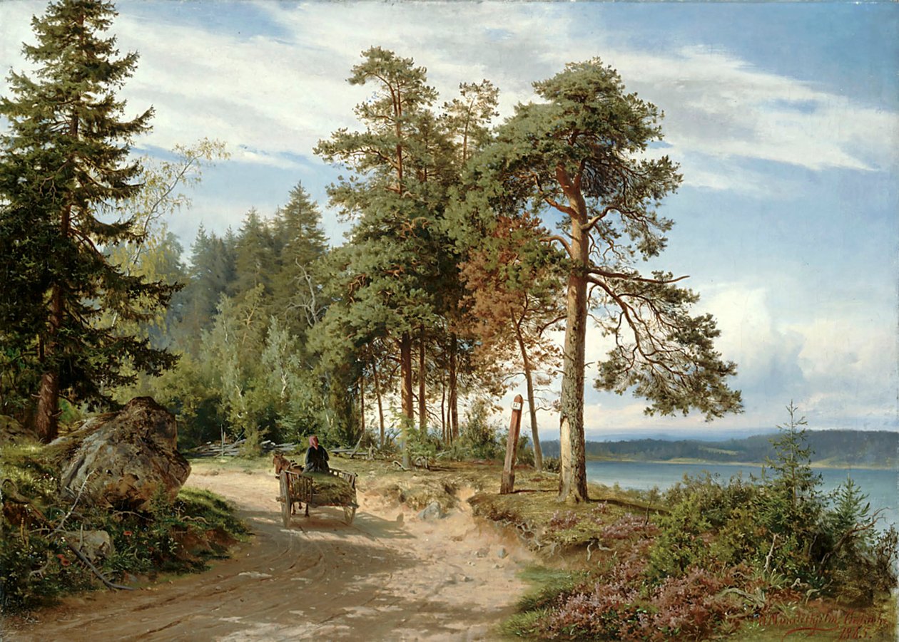 Straße in Finnland von Hjalmar Munsterhjelm