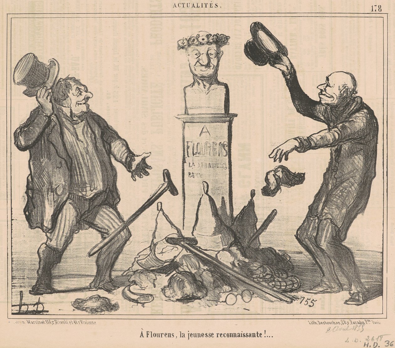 An Flourens, die dankbare Jugend! von Honoré Daumier