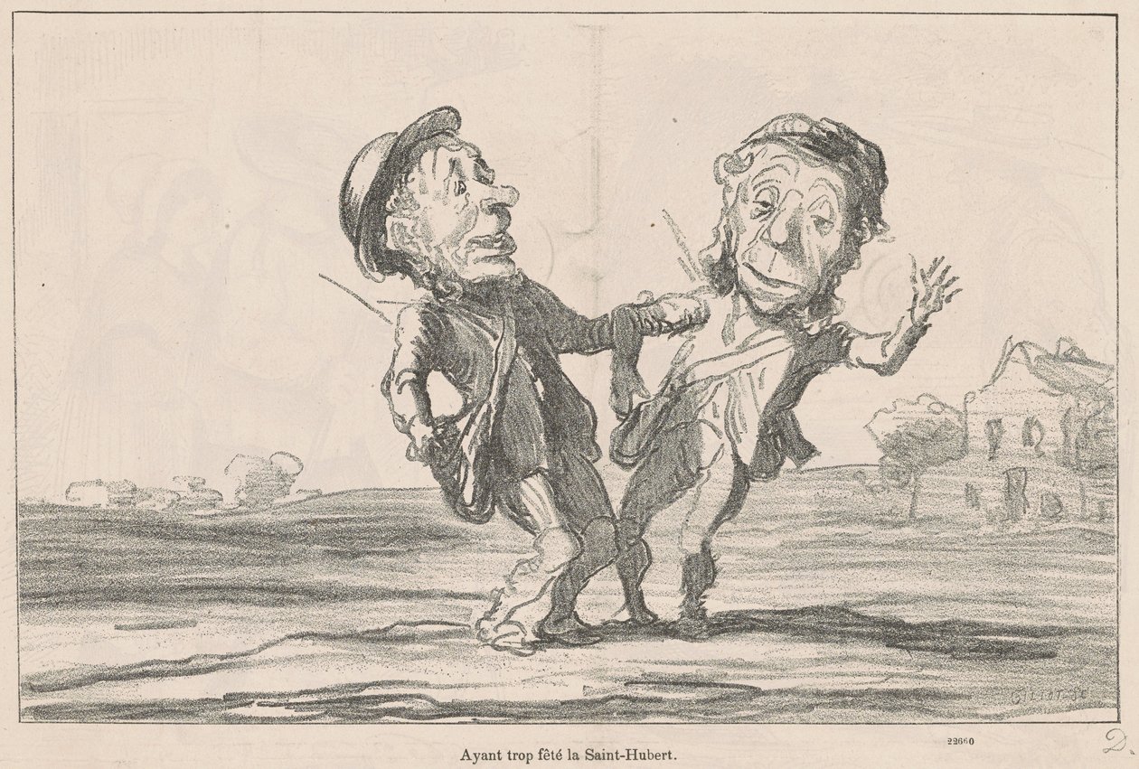 Zu viel den Hubertus gefeiert von Honoré Daumier