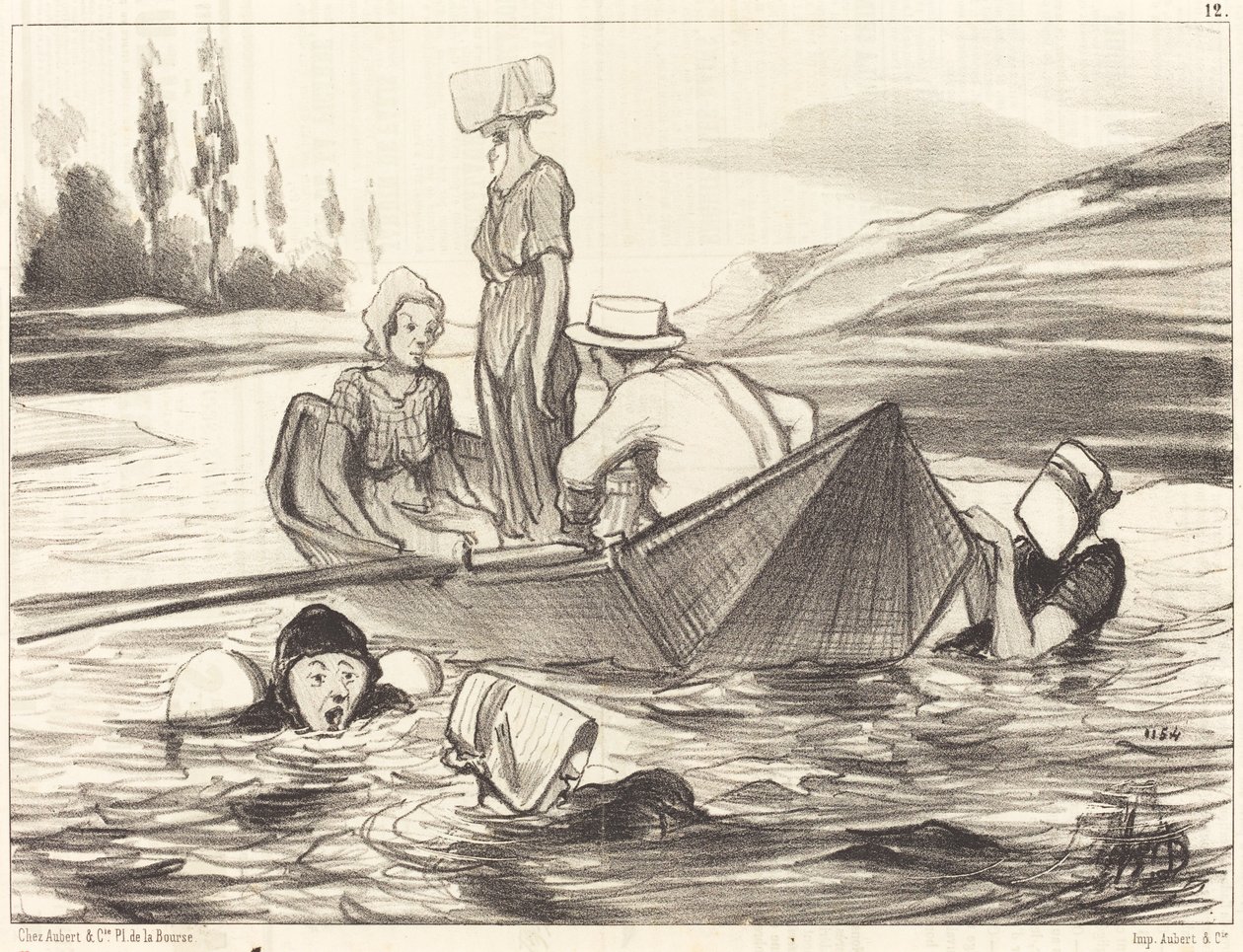 Mitten im Wasser von Honoré Daumier