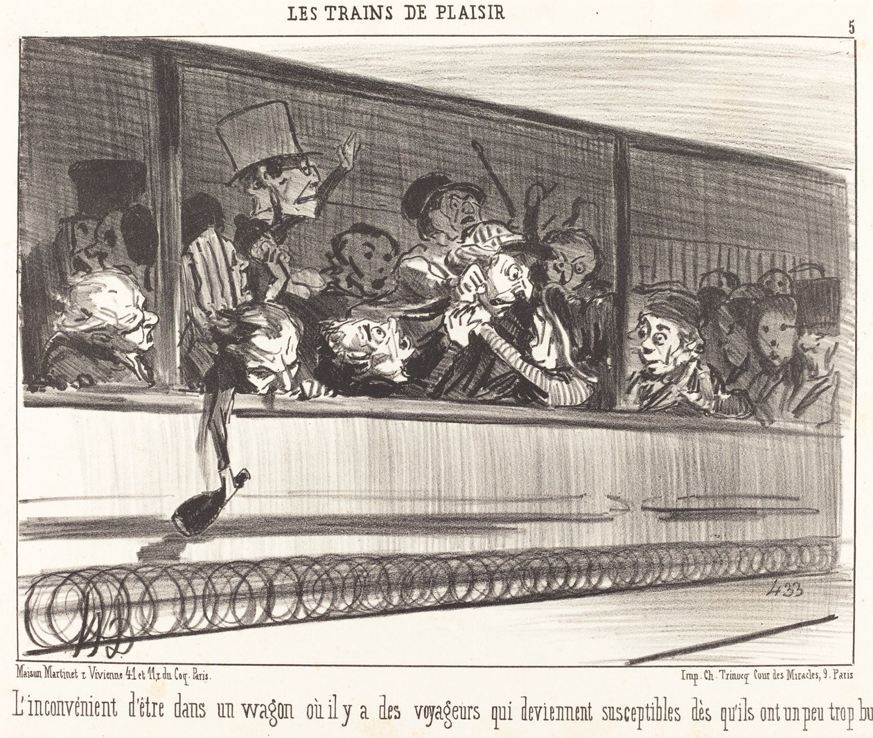 Das Unangenehme, in einem Waggon zu sein... von Honoré Daumier