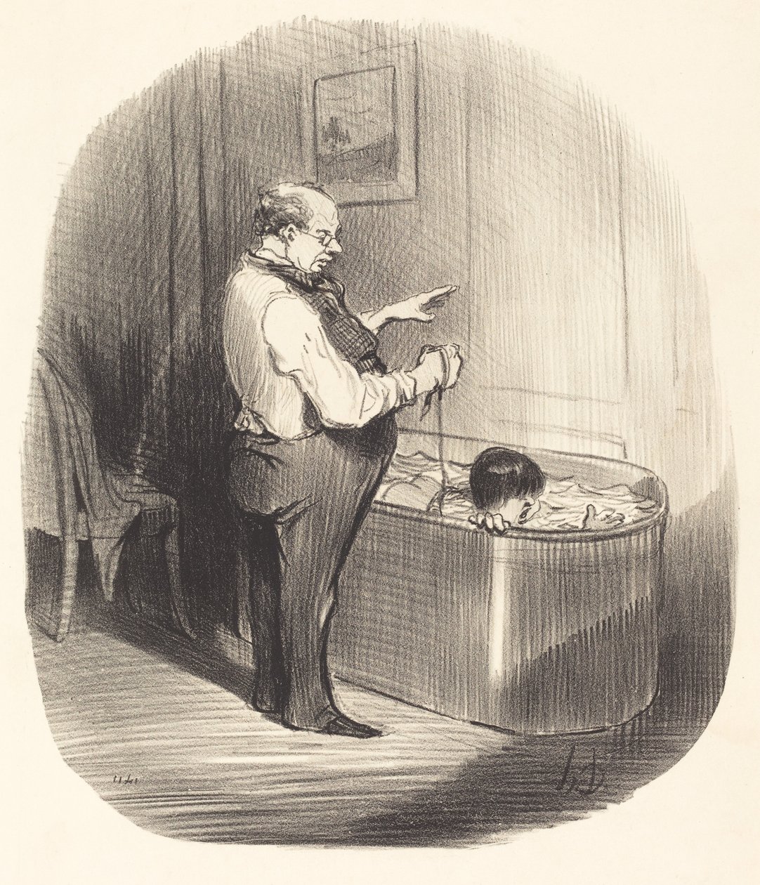 Die erste Schwimmstunde von Honoré Daumier
