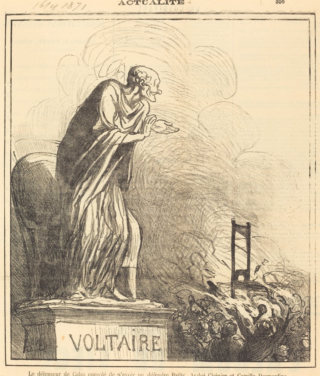 Der Verteidiger von Calas getröstet... von Honoré Daumier