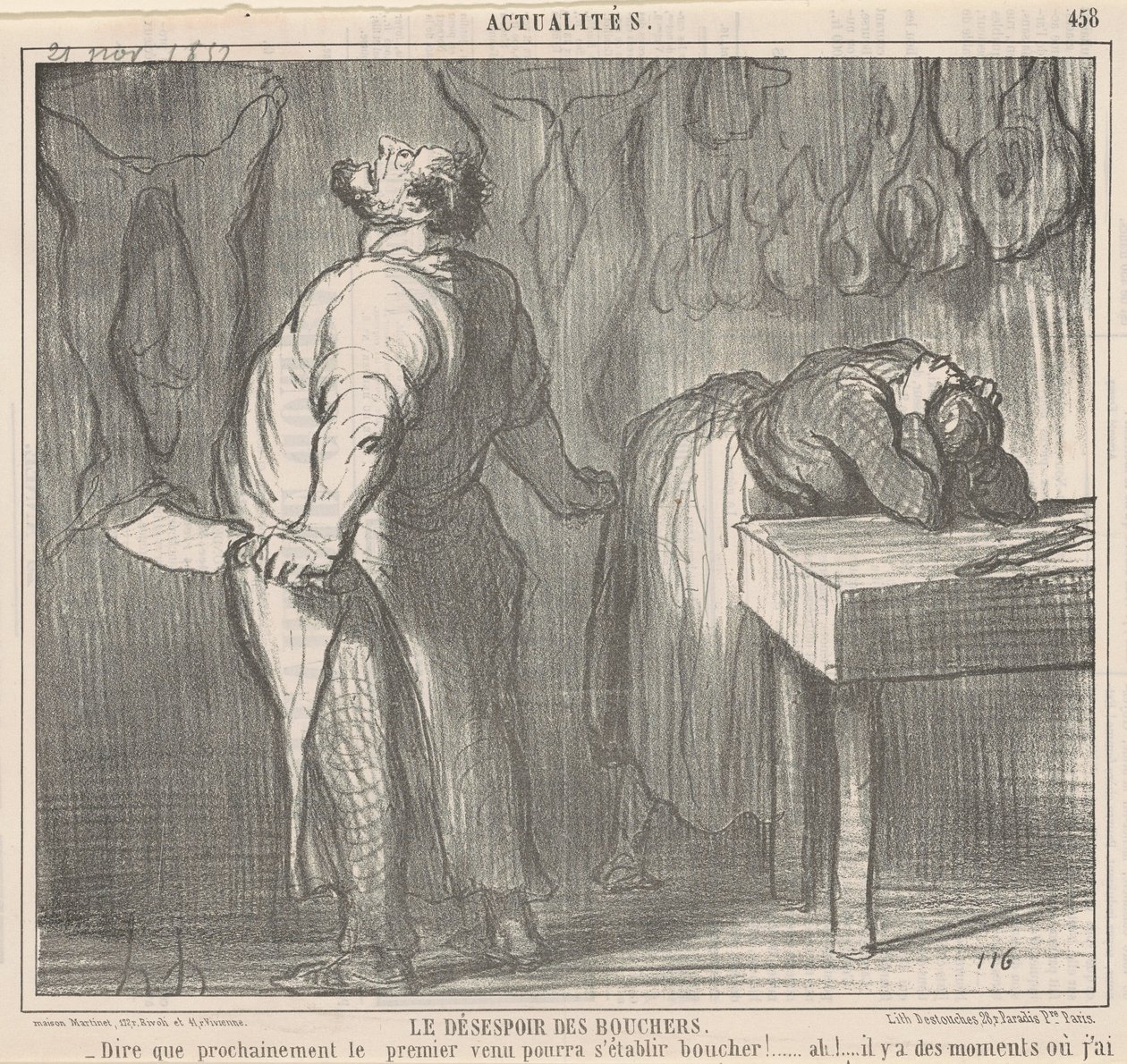 Die Verzweiflung der Metzger von Honoré Daumier