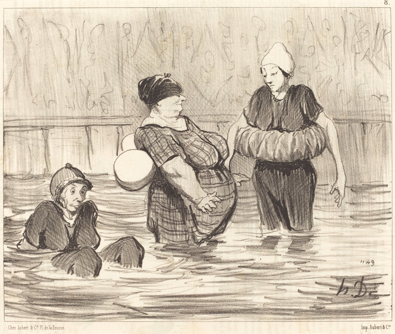Die vorsichtigen Badenden von Honoré Daumier