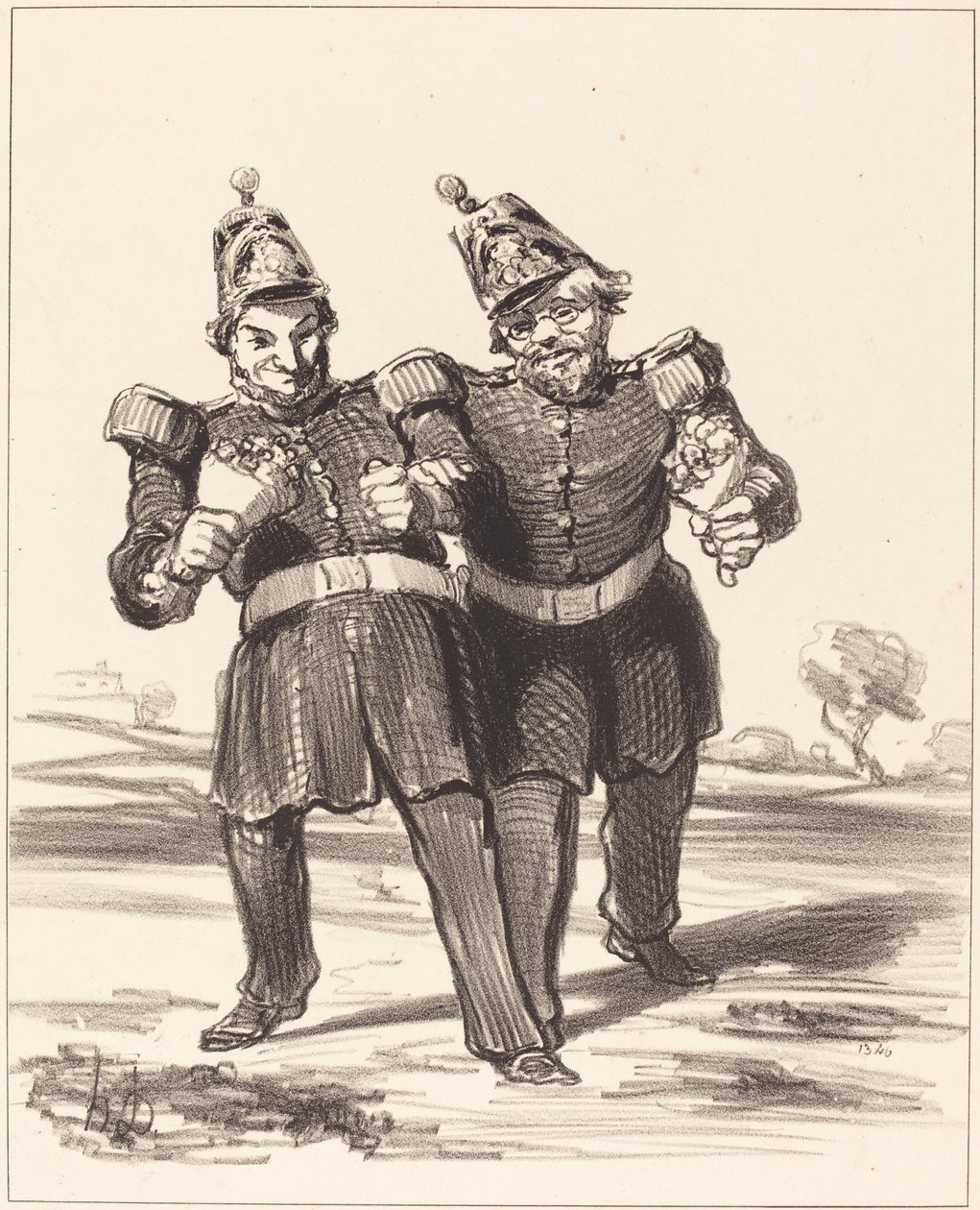 Die zwei fröhlichen Bankettgäste von Honoré Daumier