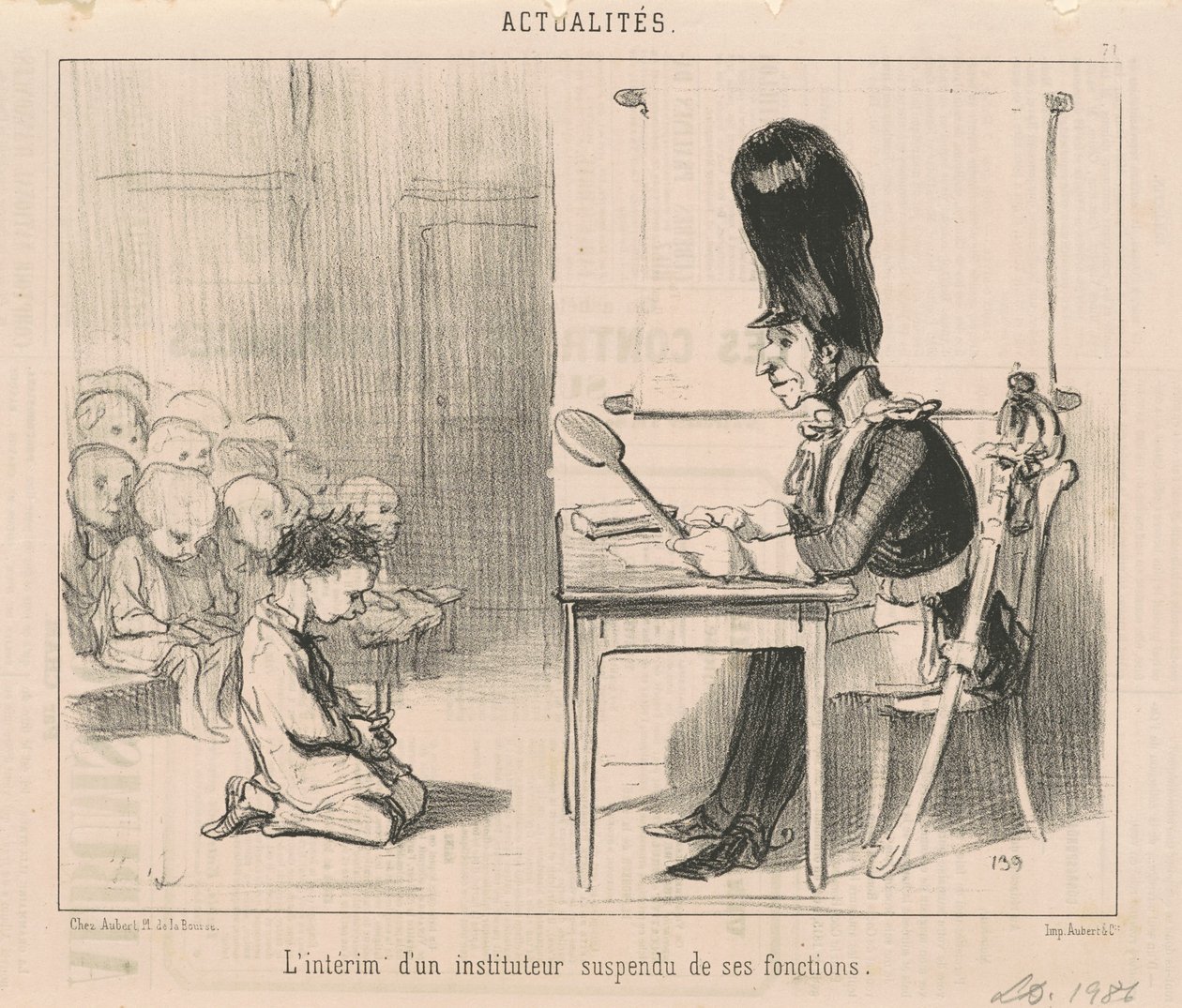 Die Vertretung eines suspendierten Lehrers ... von Honoré Daumier