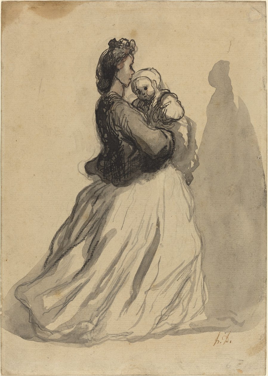 Mutter und Baby von Honoré Daumier