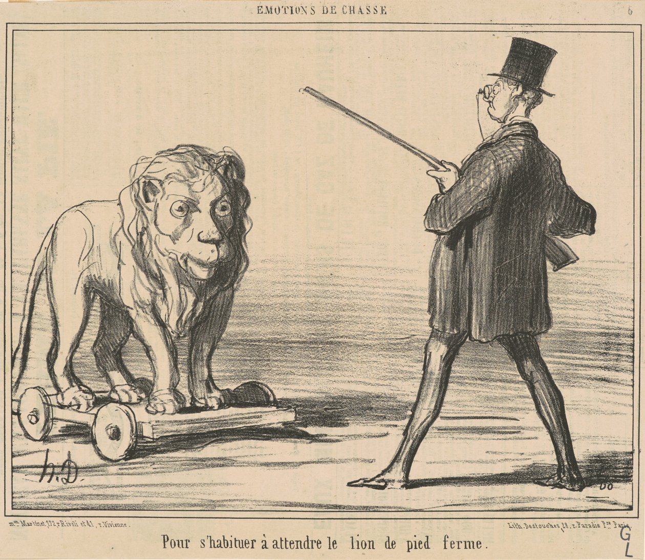 Um sich daran zu gewöhnen, auf den Löwen zu warten ... von Honoré Daumier