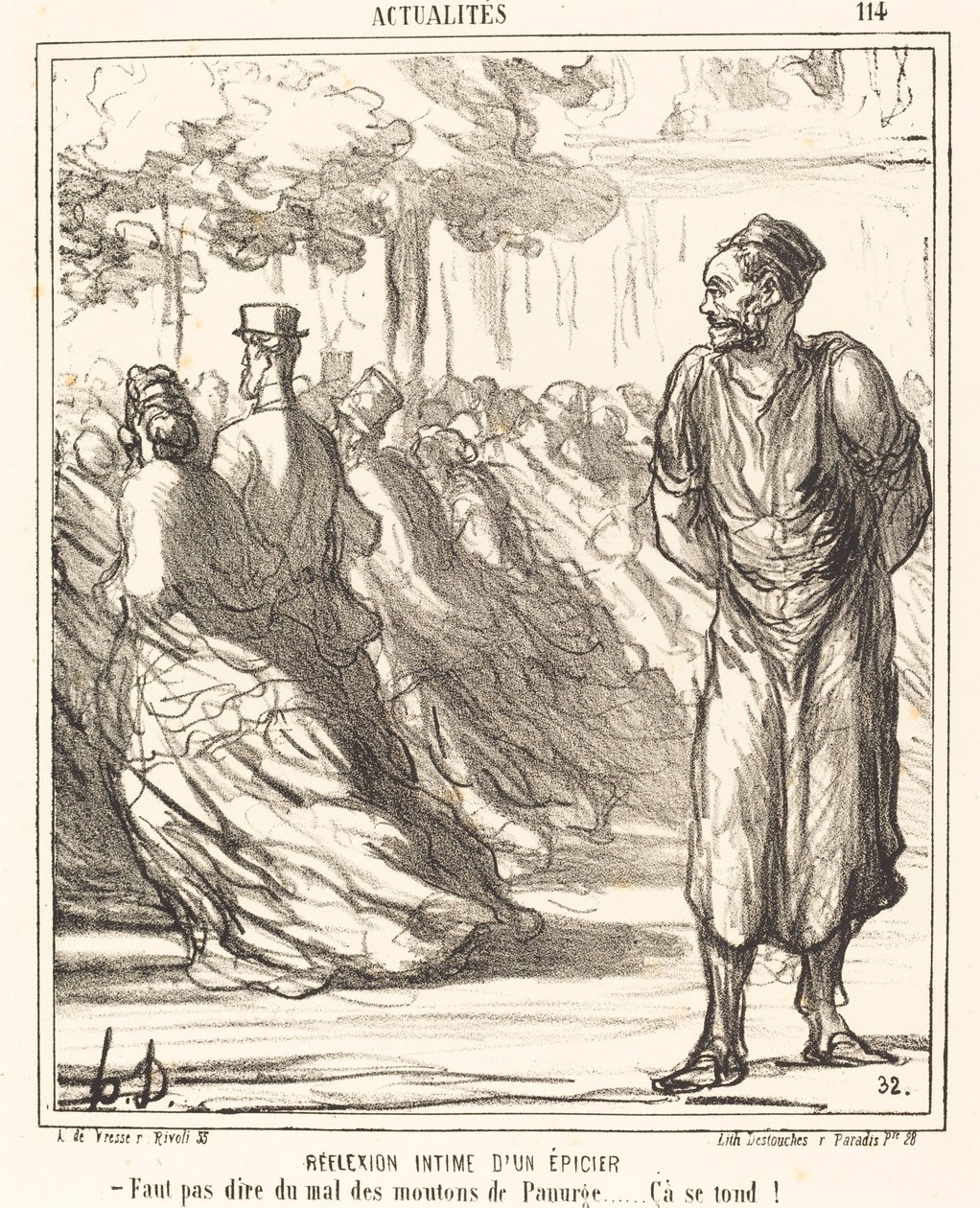 Intime Reflexion eines Lebensmittelhändlers von Honoré Daumier