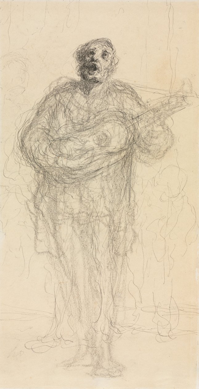 Singender Gitarrist (recto) von Honoré Daumier
