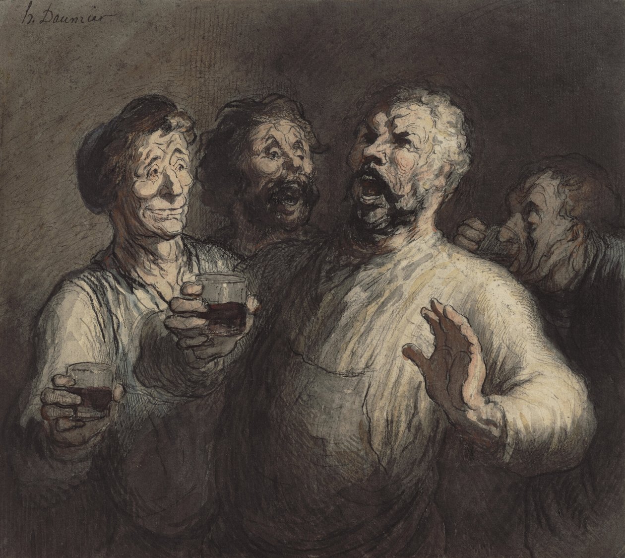 Die Trinker von Honoré Daumier