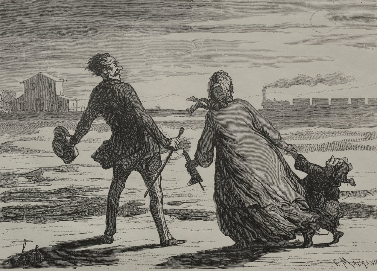Die Eisenbahn: Zu spät von Honoré Daumier